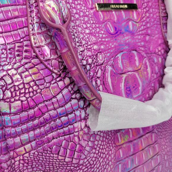 BRAHMIN Small Caroline Azalea Mini Melbourne Genuine Leather Hologram NWT - Picture 6 of 16